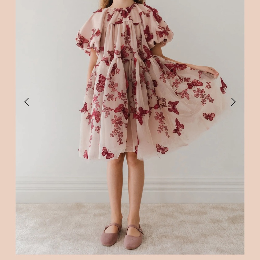 Charming Butterfly Kids Dress - Pink and Red